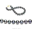 Single Strand 7-7.5 Inches 6-7mm Black Freshwater Cultured Pearl Bracelet