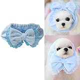 Bro'Bear Elastic Pet Head Wear with Bowknot Design for Small Dogs & Cats Party Costume - Also Used As Neck Warmer (Blue, Small)