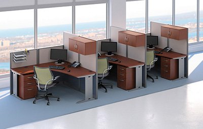 Office in an Hour 6 Piece L-Workstation with Panels Suite