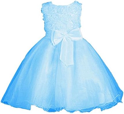 2-7Y Sweet Kids Girls Sleeveless Wedding Chiffon Beads Puff Chiffon Dress New