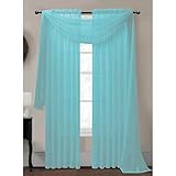 Window Elements Diamond Sheer Voile Curtain Scarf, 56 x 216-Inch, Light Blue