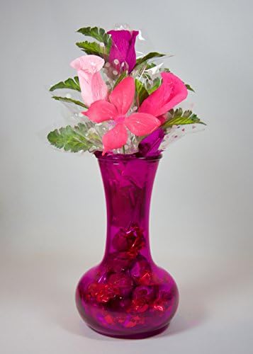 Artfully Delicious Arrangements Edible Candy Bouquet Gift Basket "Bud Vase" - Candy Filled Vase - Kosher - 3 Truffle Flowers (Pink)