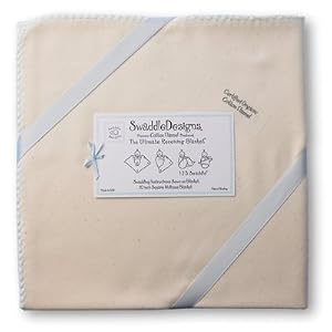 Swaddle Designs Organic Ultimate Receiving Blanket - Pastel Blue Trim