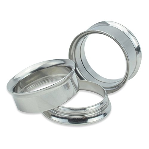 D&M Jewelry Pair Silver Stainless Steel Screw Ear Tunnels Plugs Expander Piercing