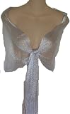 Light Silver Mesh Sheer Scarf Fringed Evening Wrap Scarf Shawl for Prom Wedding Bride