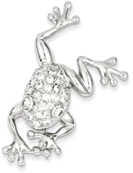 Sterling Silver CZ Frog Pin. Metal Wt- 7.4g