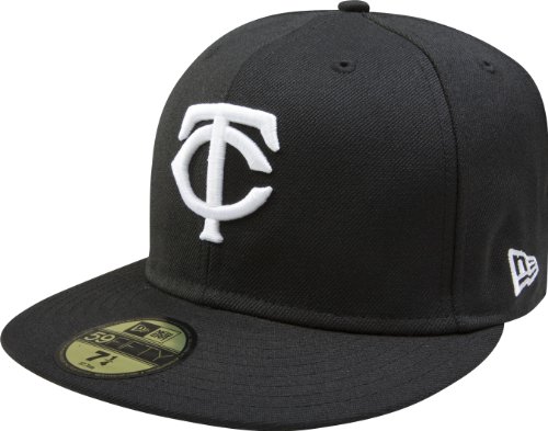 MLB Minnesota Twins Black with White 59FIFTY Fitted Cap (7 3/8)