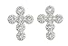 14K White Gold Diamond Cross Earrings