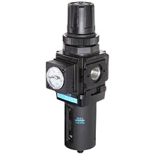 Dixon B08-02AG Automatic Drain Wilkerson Miniature Filter/Regulator with Transparent Bowl and Guard, 1/4" Size, 42.1 SCFM Flow, 150 psig Pressure