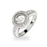 Designer Inspired Floating CZs Sterling Silver Circle Ring