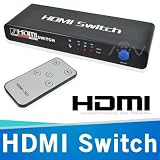 HDMI 3 Port Gold Platted Switch Switcher w/ IR Remote For HDTV Direct TV PS3 LCD Plasma + AC Power Adapter