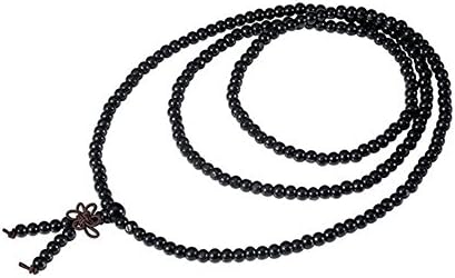 Xin Bai Xiang Men,women's 6mm Wood Bracelet Link Wrist Necklace Chain Tibetan Buddhist Black Bead Prayer Buddha Mala Christmas Gifts