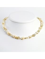 SS 18in Rutilated Qtz/Citrine/Chmpgn Freshwater Cult. Pearl Necklace