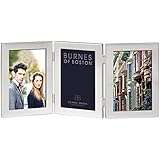Burnes of Boston C53346 Triple Hnged Picture Frame, 4-Inch by 6-Inch, Brushed Silver
