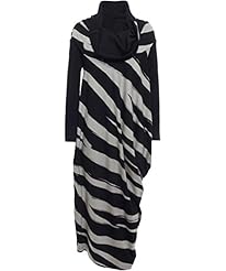 Viscose Striped Print Asymmetric Cowl Neck  Dress