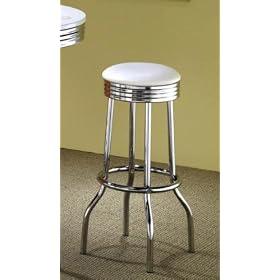 29 Retro White Bar Stools (Set of 2) - Coaster 2299W by Coaster