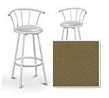 2 Brown Vinyl Seat White Metal Custom Barstools with Backrest Set (Volans S ....