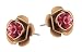 Michal Negrin Stud Earrings with Hand-painted Cream Roses and Pink Swarovski Crystals