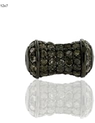 12*7mm Diamond Pave Spacer Bead Finding Sterling Silver Vintage Style Jewelry
