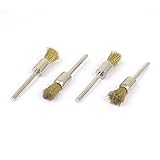 uxcell　研磨ブラシ　真鍮ワイヤー　金属　ゴールドトーン　シルバートーン　25g　錆ブラシ　４個入り