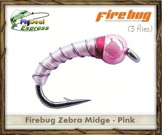 Fly Fishing Flies - FIREBUG Pink - Zebra Midge (3-Pack)