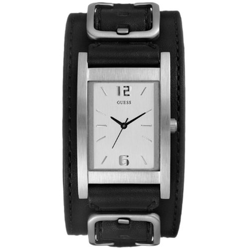 GUESS Black Leather Strap Watch