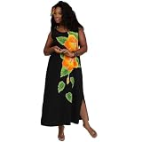 Women's Long Dress with Hand Painted Batik Hibiscus Design by 1 World Sarongs