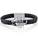 Mens Contemporary Black Woven Leather Bracelet title=
