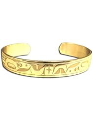 14K Yellow Gold Northwest Coast Native American North Star Bracelet. Made in USA.
