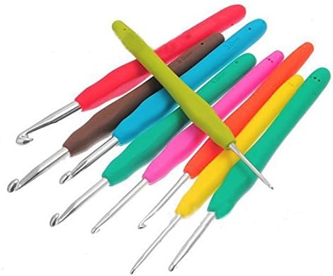 9pcs/package Mixed Aluminum Handle Crochet Hook Knitting Knit Needle Weave Yarn Set