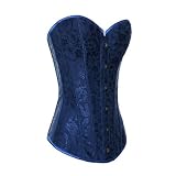 Muka Womens Navy Blue Flower Tapestry Brocade Fashion Corset, Gift Idea