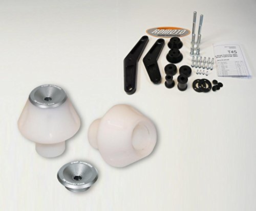 Kawasaki ZX10R 2008-2010 RD Moto Crash Frame Sliders Protectors With Full Mounting Kit PHV2 Wht/Sil -Requires Cutting Of The Fairing