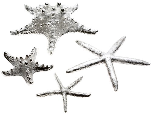 Two's Company Decorative Acrylic Sea Stars, Silver, Set of 4