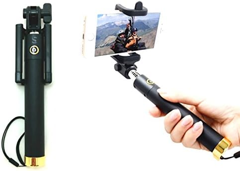 Selfie Stick Bluetooth - Solo Stick - Foldable Pocket Size - Bluetooth Selfie Stick for iPhone 6 Plus, 6s +, 5, 4, Samsung Galaxy S6 Edge, S5, S4, Note 5, Note 4, LG, HTC &amp; Others (Black/Gold)