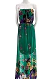 Paris Chiffon Floral Flowy Strapless Layered Lined Empire Waist Dress