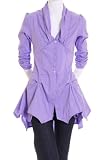 Cleo Button Bodice Ruched Soft Collar Asymmetrical Angle Hem 3/4 Length Sleeves Tunic Blouse Lilac Plus Size