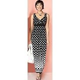 Misses Ronni Nicole Black & White Dot Maxi Dress