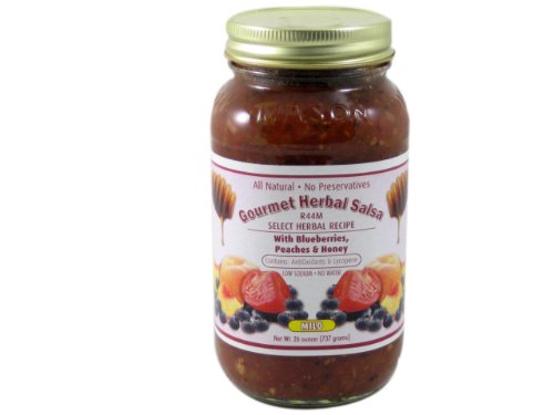 Gourmet All Natural Herbalist Salsa with Blueberries, Peaches & Honey (Mild, 26 Ounce) by The Herbalist