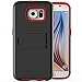 Galaxy S6 Case, VENA Legacy [Dual Layer Protection |Shock Absorption] Heavy Duty Cover with Kickstand [+1 HD Clear Screen Protector] for Samsung Galaxy S6 2015 (Black & Red)