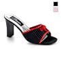 Women's 3 1/4 Inch Square Heel Slide (Black/Red Satin;12)