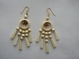 Wooden Earrings with a piece of Amber