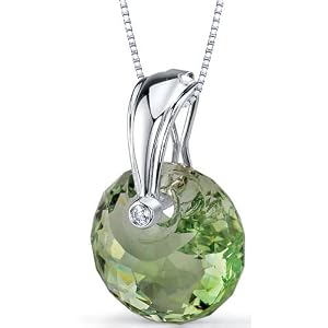 Spherical Cut 15.00 carat Green Amethyst Necklace in Sterling Silver Free... by