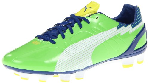 PUMA Men's Evospeed 3 FG Soccer Cleat,Jasmine Green/White/Monaco Blue,7.5 D US