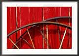 Barn Wall and Wagon Wheels Collections Framed Photographic Poster Print by FogStock, 36x25