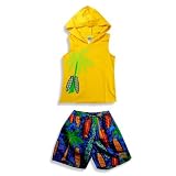 Plaid Fish – Toddler Boys 2 Piece Swim Set, Yellow, Green, Multi (Size 3T)