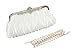 Bundle Monster Womens Vintage Satin Cocktail Party Handbag w/Shoulder Chain-WHITE