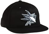 NHL Men's San Jose Sharks Game Day Black Pro Shape Flat Brim Flex Cap- Tx79Z (Black, Small/Medium)