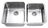 Yosemite Home Decor MAG8503L 18-Gauge Stainless Steel Undermount Double-Bowl Sink, 31-7/8-by-20-5/8-by-7-Inch, 9-Inch Left, Satin