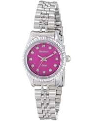 Armitron Womens 75/5179PKSV Swarovski Crystal Accented Pink Dial Silver-Tone Bracelet Watch