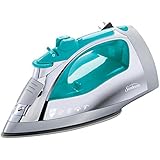Sunbeam Steam Master 1400 Watt Large-size Anti-Drip Non-Stick Stainless Steel Soleplate Iron with Variable Steam control and 8' Retractable Cord, Chrome/Teal, GCSBSP-201-000